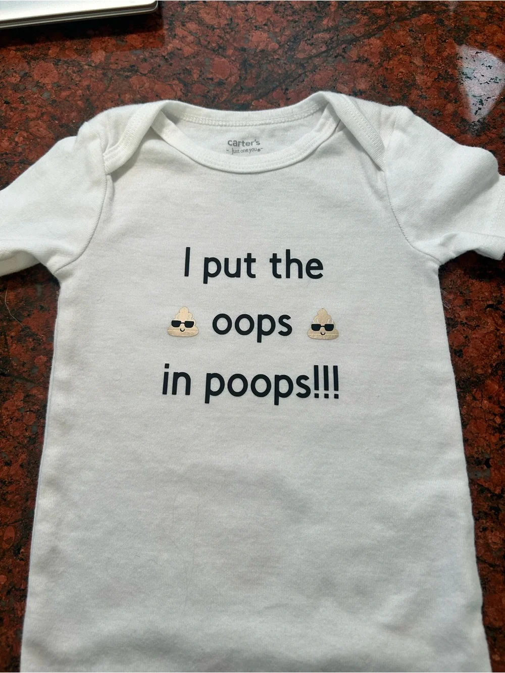 Carter's White Baby One-Piece 'I Put the Oops in Poops'